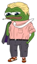 Papa character in a pink sweater and sandals